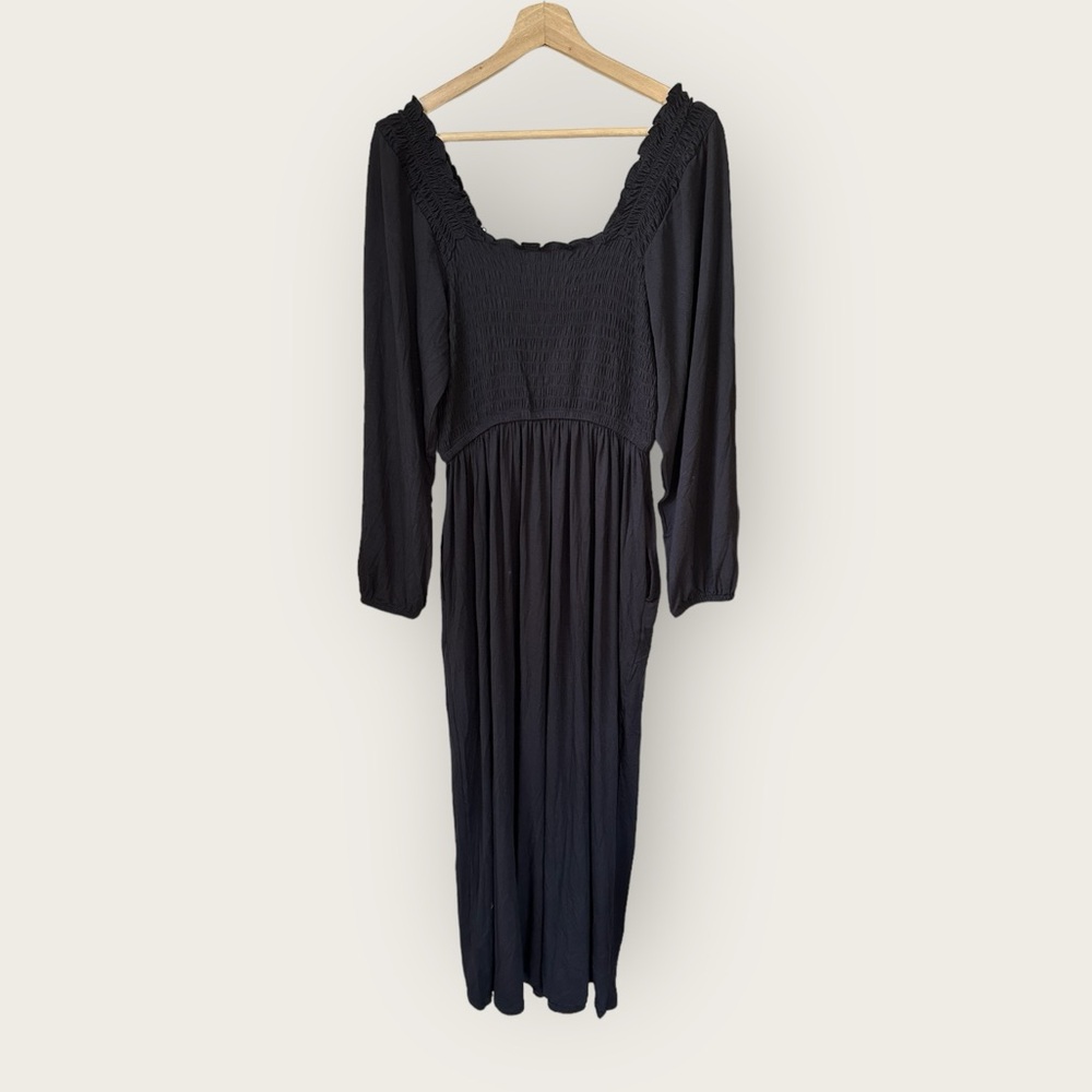 NEW Nordstrom Moonlight Smocked Jersey Maxi Nightgown Dress in Black, size S